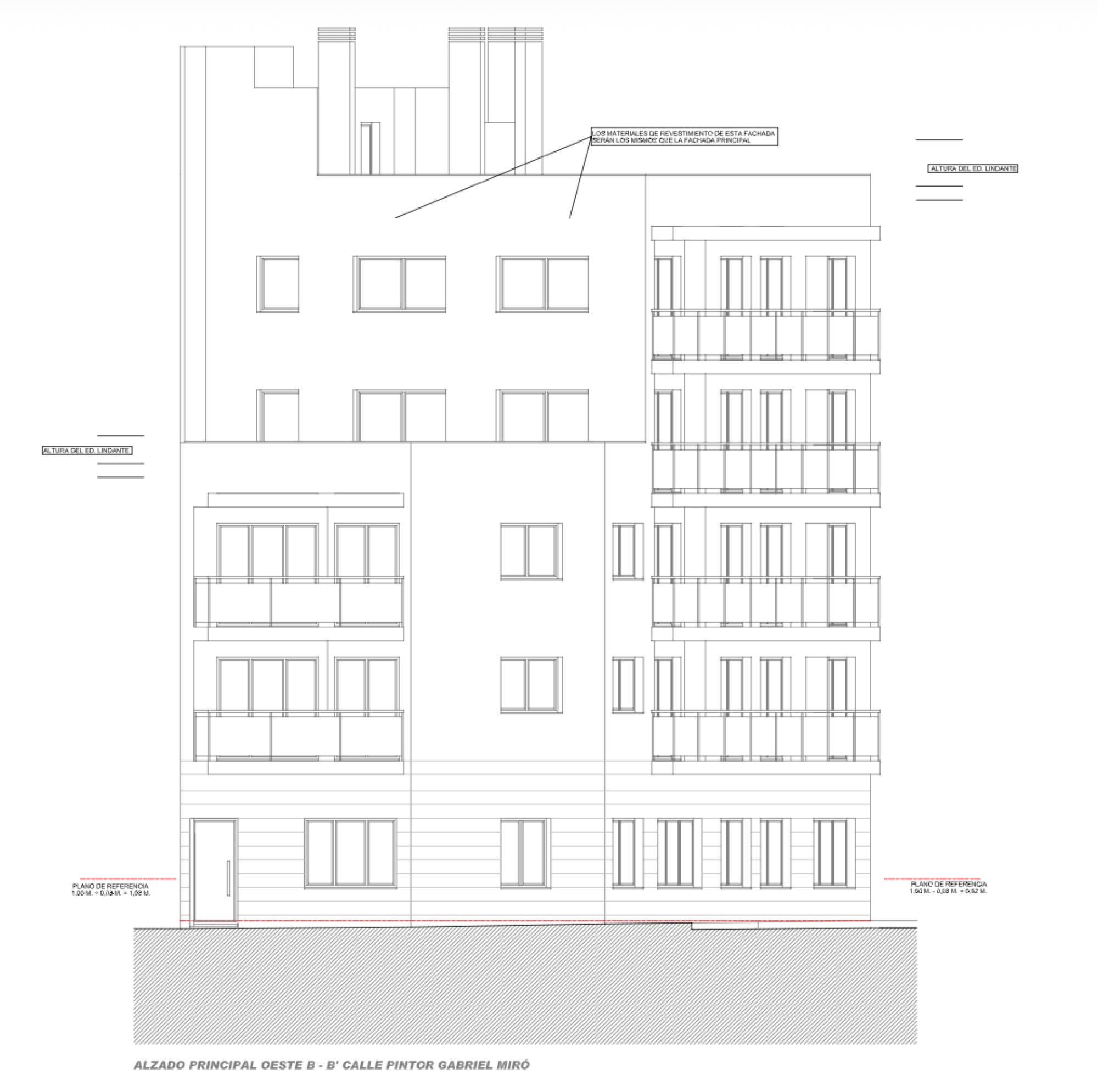Alzado principal oeste - calle Gabriel Miró