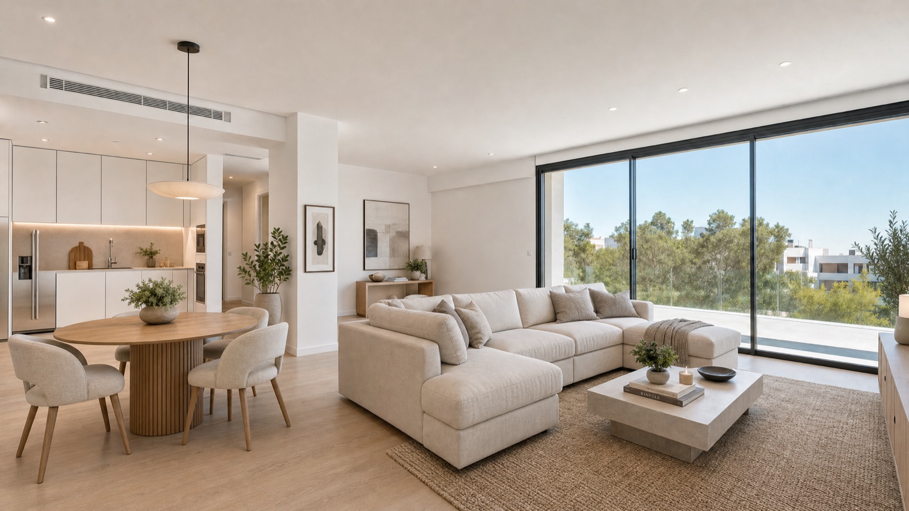 Render conceptual · salón moderno