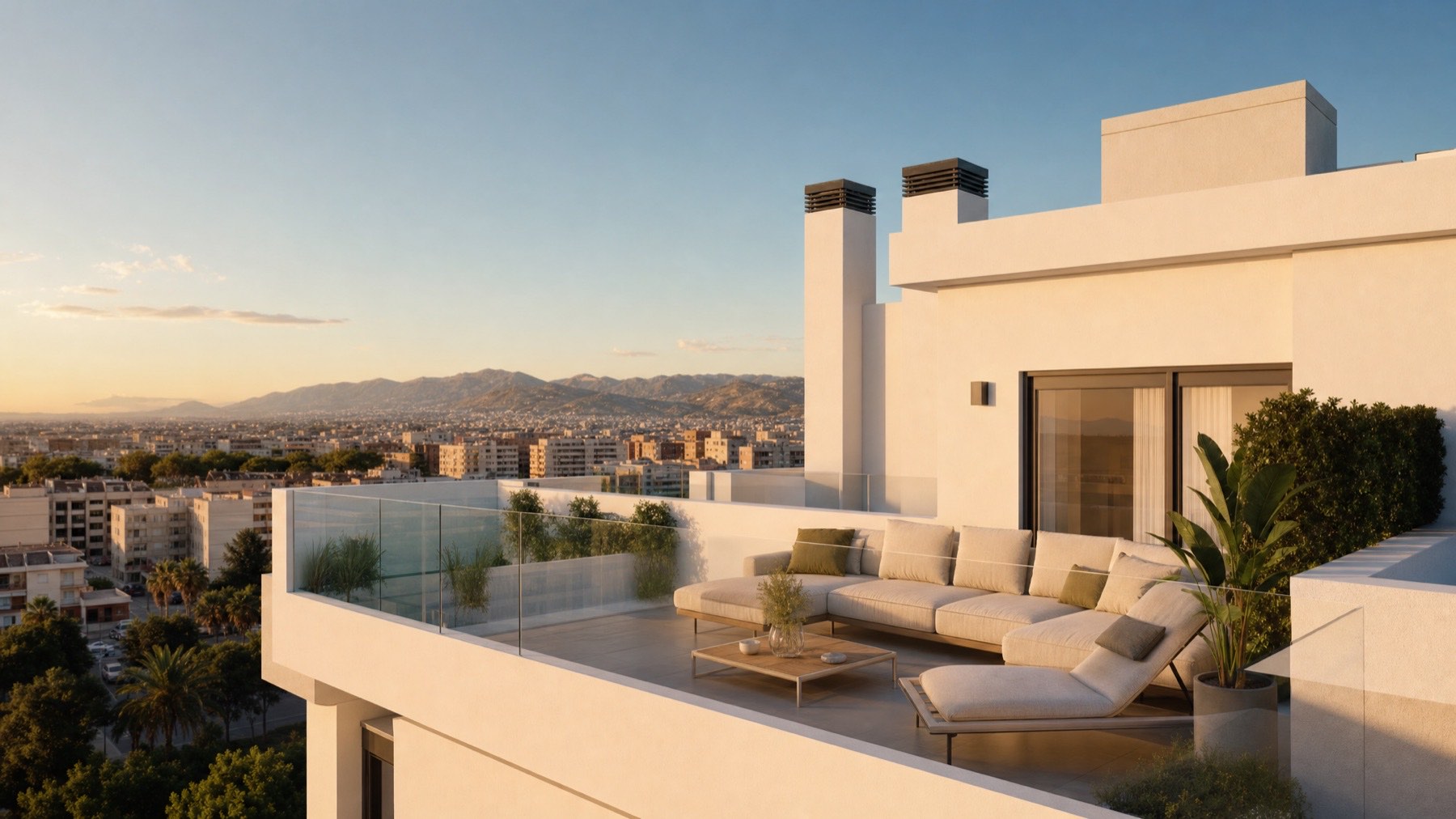 Render conceptual · terraza privativa del ático